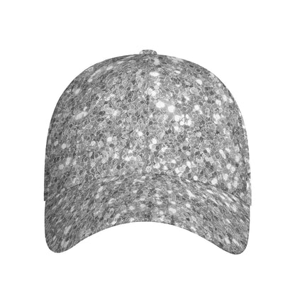 Silver (NOT Real) Glitter Print Baseball Cap