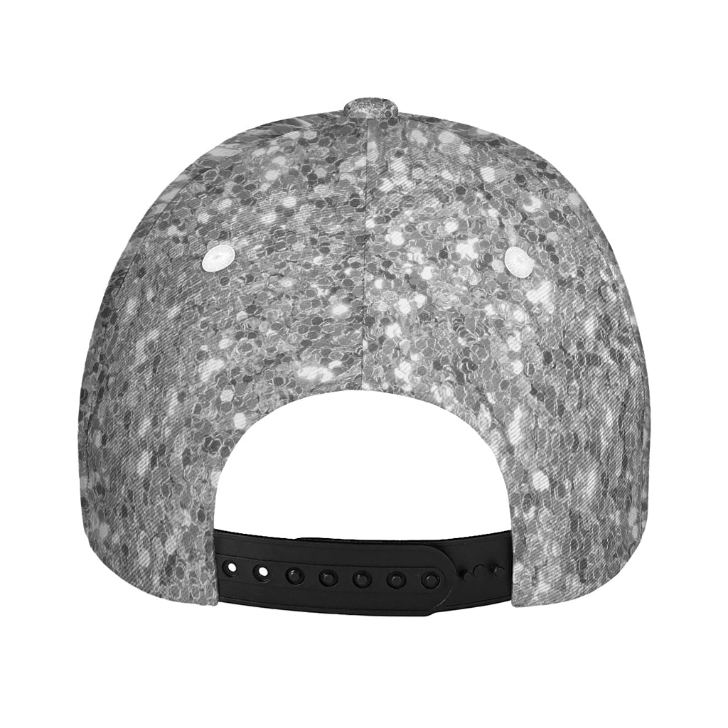 Silver (NOT Real) Glitter Print Baseball Cap