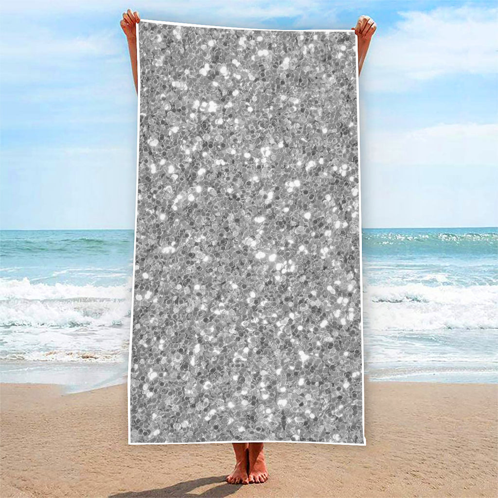 Silver (NOT Real) Glitter Print Beach Towel