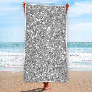 Silver (NOT Real) Glitter Print Beach Towel