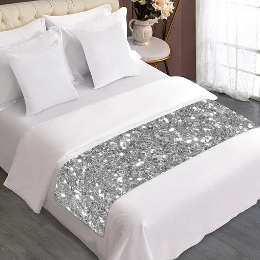 Silver (NOT Real) Glitter Print Bed Runner