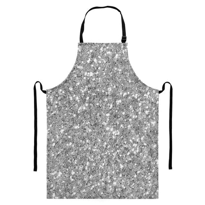 Silver (NOT Real) Glitter Print Bib Apron With Pocket