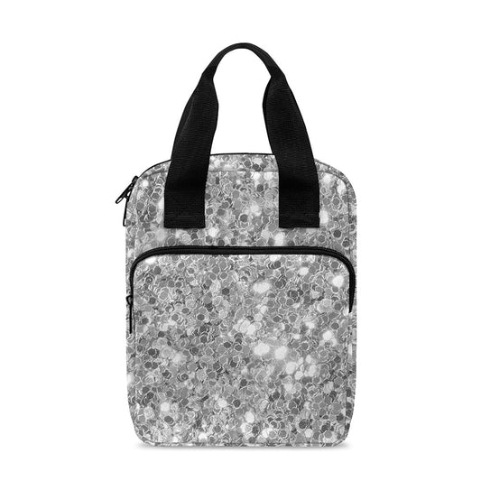 Silver (NOT Real) Glitter Print Bible Tote Bag