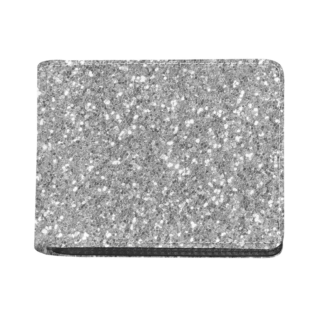 Silver (NOT Real) Glitter Print Bifold Wallet