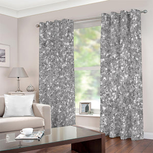 Silver (NOT Real) Glitter Print Blackout Grommet Curtains