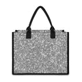 Silver (NOT Real) Glitter Print Canvas Tote Bag