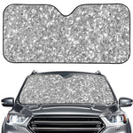 Silver (NOT Real) Glitter Print Car Windshield Sun Shade