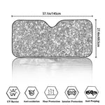 Silver (NOT Real) Glitter Print Car Windshield Sun Shade