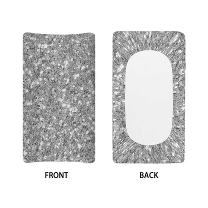 Silver (NOT Real) Glitter Print Changing Pad Cover