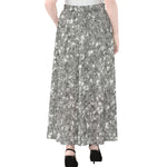 Silver (NOT Real) Glitter Print Chiffon Maxi Skirt