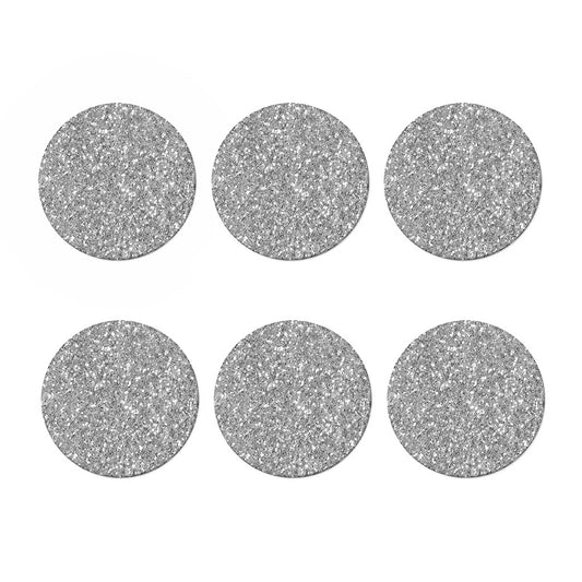 Silver (NOT Real) Glitter Print Coaster Set