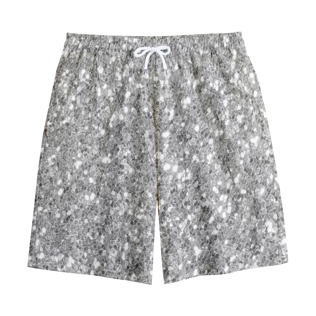 Silver (NOT Real) Glitter Print Cotton Shorts