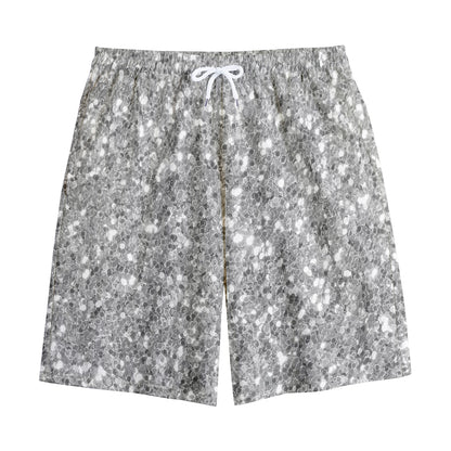 Silver (NOT Real) Glitter Print Cotton Shorts