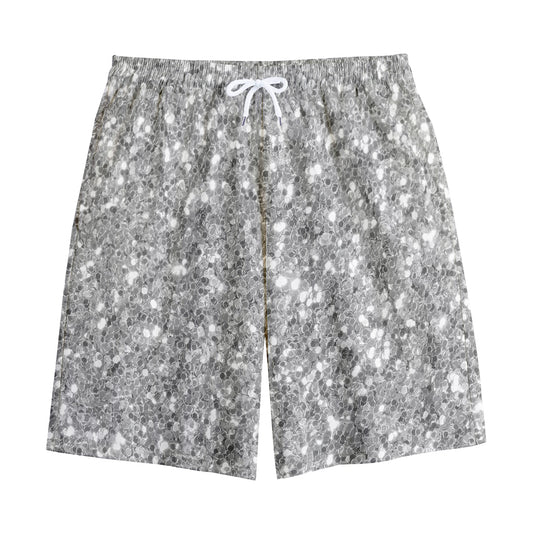 Silver (NOT Real) Glitter Print Cotton Shorts