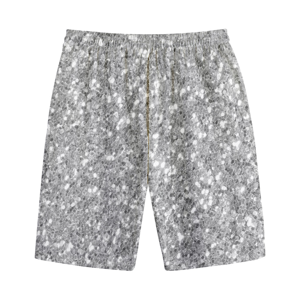 Silver (NOT Real) Glitter Print Cotton Shorts