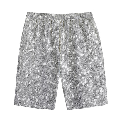 Silver (NOT Real) Glitter Print Cotton Shorts