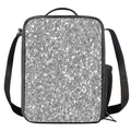 Silver (NOT Real) Glitter Print Crossbody Lunch Bag