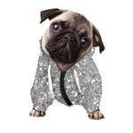 Silver (NOT Real) Glitter Print Dog Zip Up Hoodie