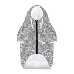 Silver (NOT Real) Glitter Print Dog Zip Up Hoodie