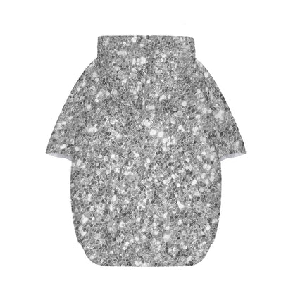 Silver (NOT Real) Glitter Print Dog Zip Up Hoodie