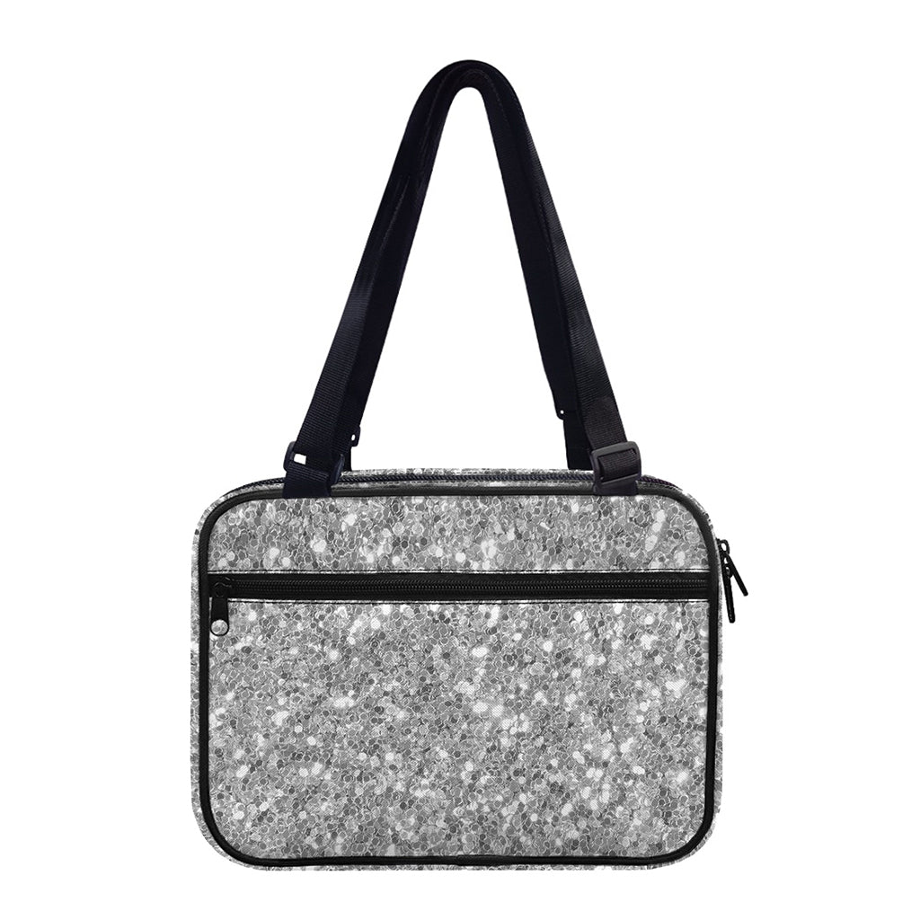 Silver (NOT Real) Glitter Print Double Strap Bible Bag