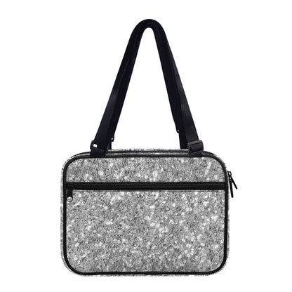 Silver (NOT Real) Glitter Print Double Strap Bible Bag