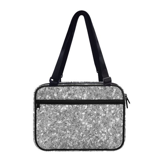 Silver (NOT Real) Glitter Print Double Strap Bible Bag