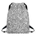 Silver (NOT Real) Glitter Print Drawstring Backpack