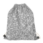 Silver (NOT Real) Glitter Print Drawstring Bag