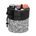 Silver (NOT Real) Glitter Print Drawstring Makeup Bag