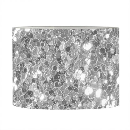 Silver (NOT Real) Glitter Print Drum Lamp Shade