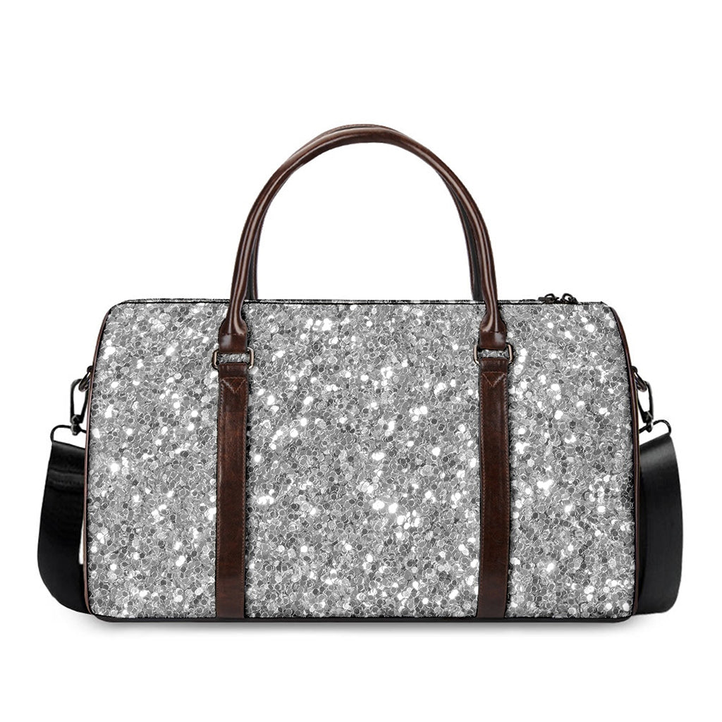 Silver (NOT Real) Glitter Print Duffle Bag