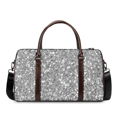 Silver (NOT Real) Glitter Print Duffle Bag