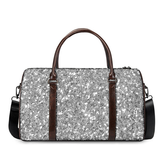 Silver (NOT Real) Glitter Print Duffle Bag