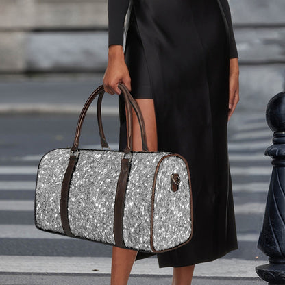 Silver (NOT Real) Glitter Print Duffle Bag