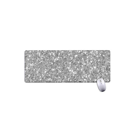 Silver (NOT Real) Glitter Print Extended Mouse Pad