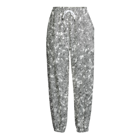 Silver (NOT Real) Glitter Print Fleece Lined Knit Pants