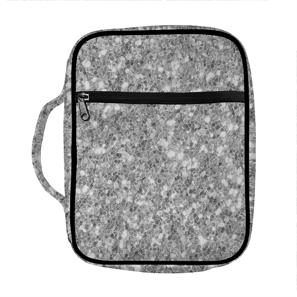Silver (NOT Real) Glitter Print Front Pocket Bible Bag