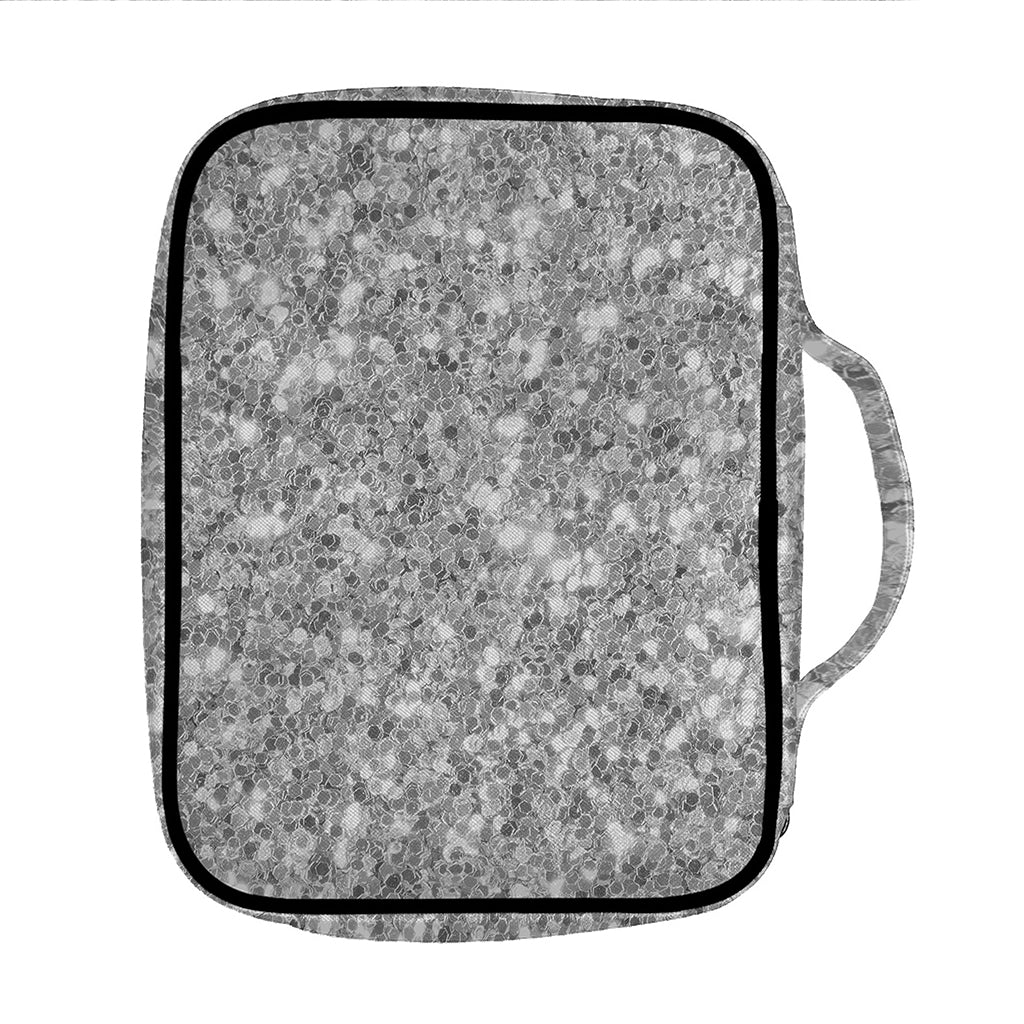 Silver (NOT Real) Glitter Print Front Pocket Bible Bag