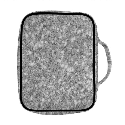 Silver (NOT Real) Glitter Print Front Pocket Bible Bag
