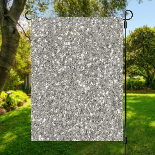 Silver (NOT Real) Glitter Print Garden Flag