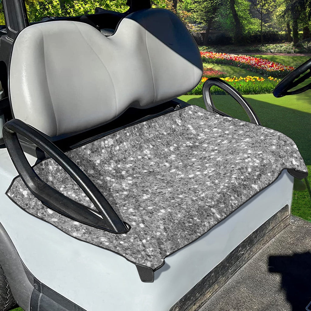Silver (NOT Real) Glitter Print Golf Cart Seat Cover
