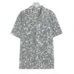 Silver (NOT Real) Glitter Print Hawaiian Shirt