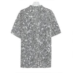Silver (NOT Real) Glitter Print Hawaiian Shirt