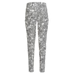 Silver (NOT Real) Glitter Print High-Waisted Pocket Leggings