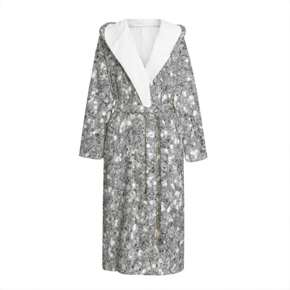 Silver (NOT Real) Glitter Print Hooded Bathrobe