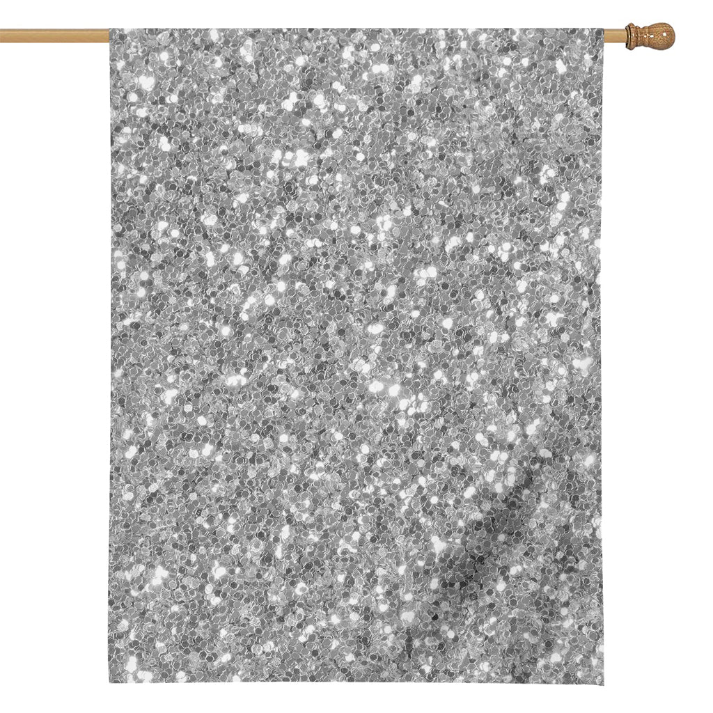 Silver (NOT Real) Glitter Print House Flag