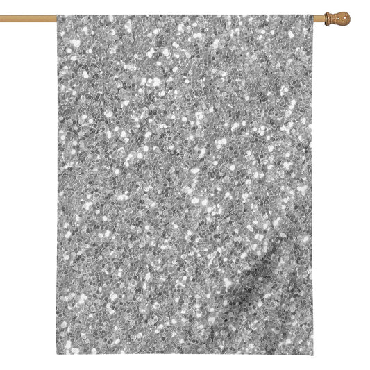 Silver (NOT Real) Glitter Print House Flag