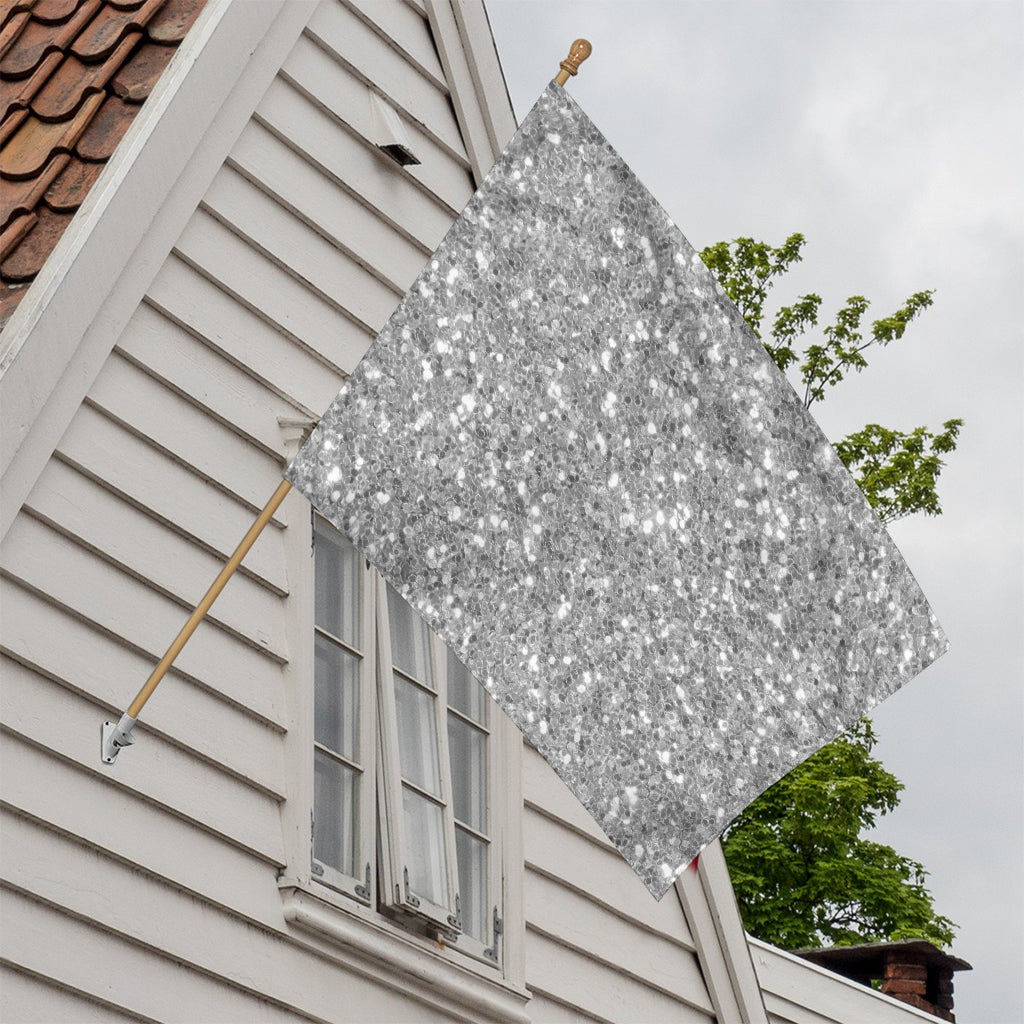 Silver (NOT Real) Glitter Print House Flag
