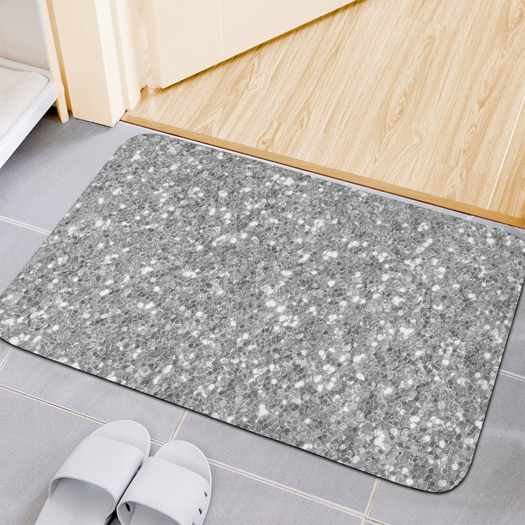 Silver (NOT Real) Glitter Print Indoor Door Mat